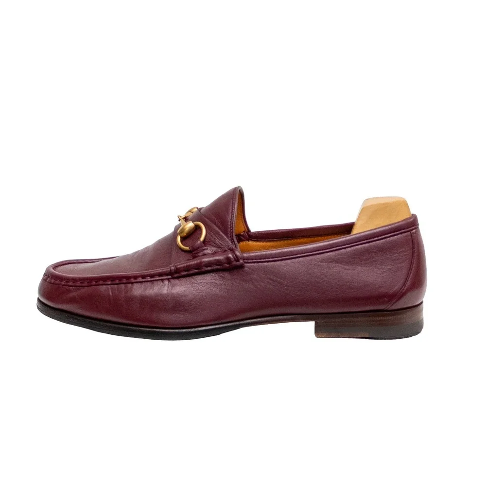 Gucci Horsebit Loafers Burgundy Leather Gold Hardware Mens UK 8.5 US 9.5